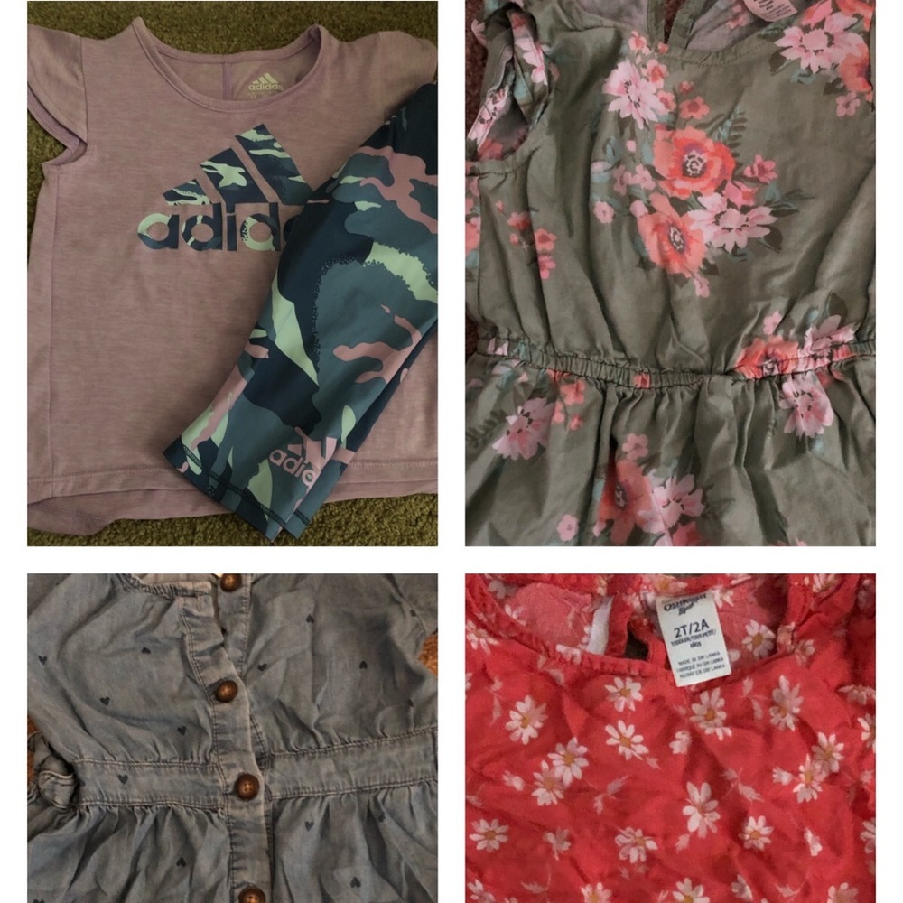 A bundle  of 3 dresses and one Adidas outfit all size 2 T